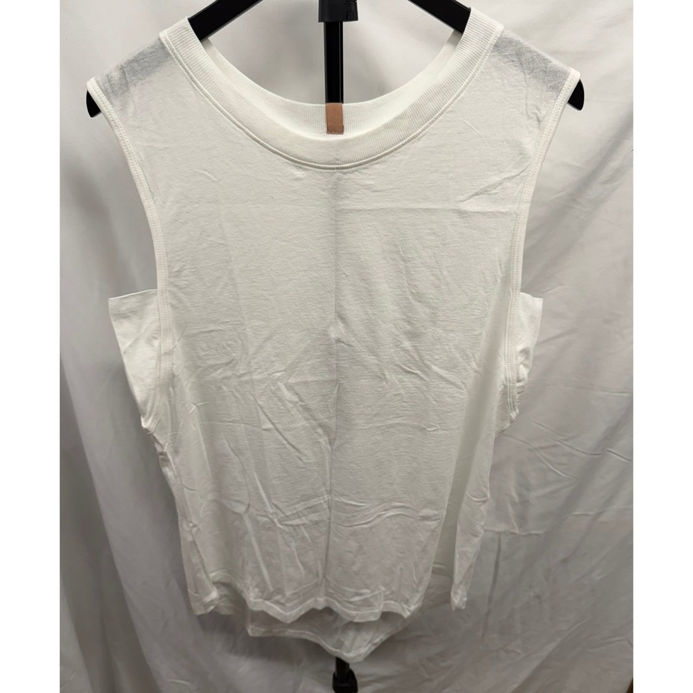 Lunya Women's White Organic Pima Sleep Muscle Shirt Sleeveless Tank Sz Medium - Picture 3 of 6